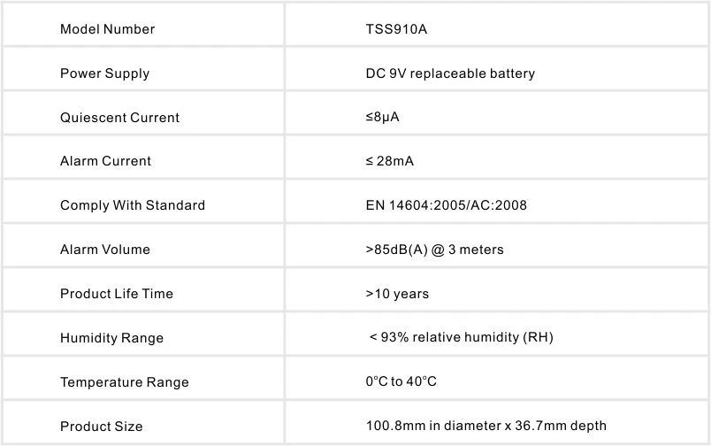 smoke alarm TSS910A
